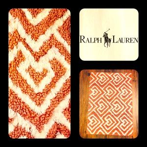 🪶Boho RALPH LAUREN Coral~Pink Geometric Cotton Bath Rug-17” x 25”